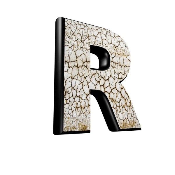 Abstrakte 3D-Buchstaben mit trockener Bodenstruktur - r — Stockfoto