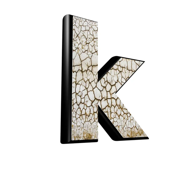 Abstract 3d letter with dry ground texture - K — Stock Photo, Image