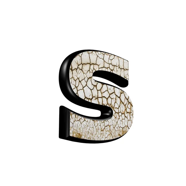 Abstrakte 3D-Buchstaben mit trockener Bodenstruktur - s — Stockfoto