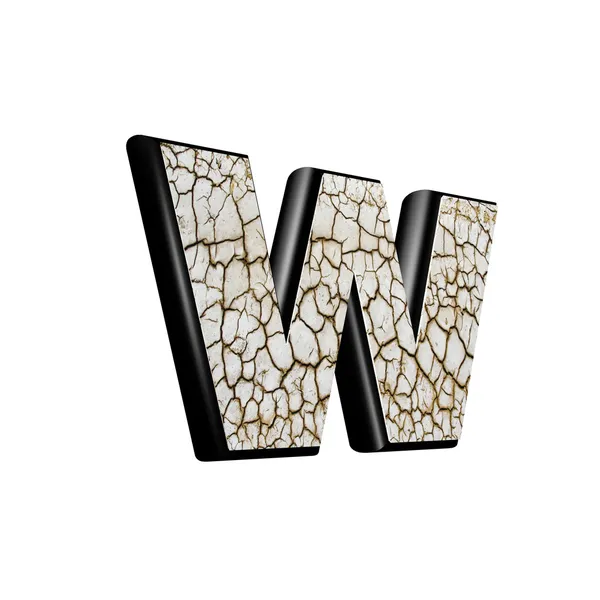 Abstract 3d letter with dry ground texture - W — Stock Photo, Image