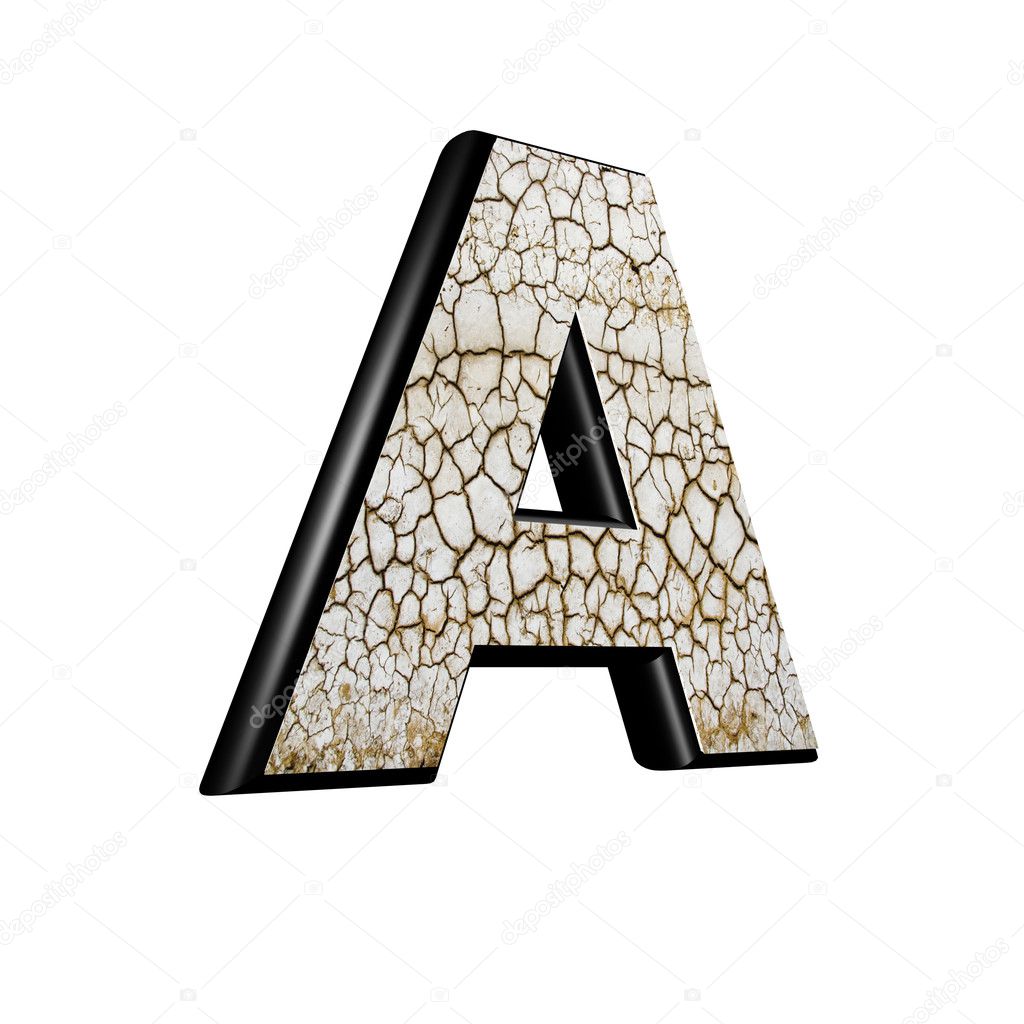 Abstract 3d letter with dry ground texture - A