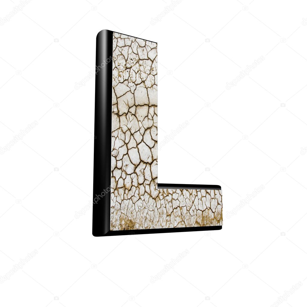 Abstract 3d letter with dry ground texture - L