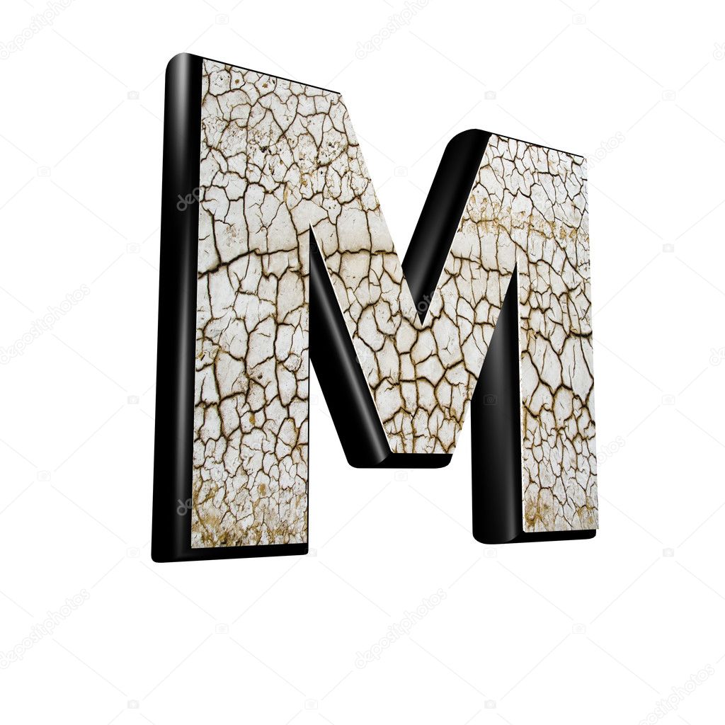Abstract 3d letter with dry ground texture - M