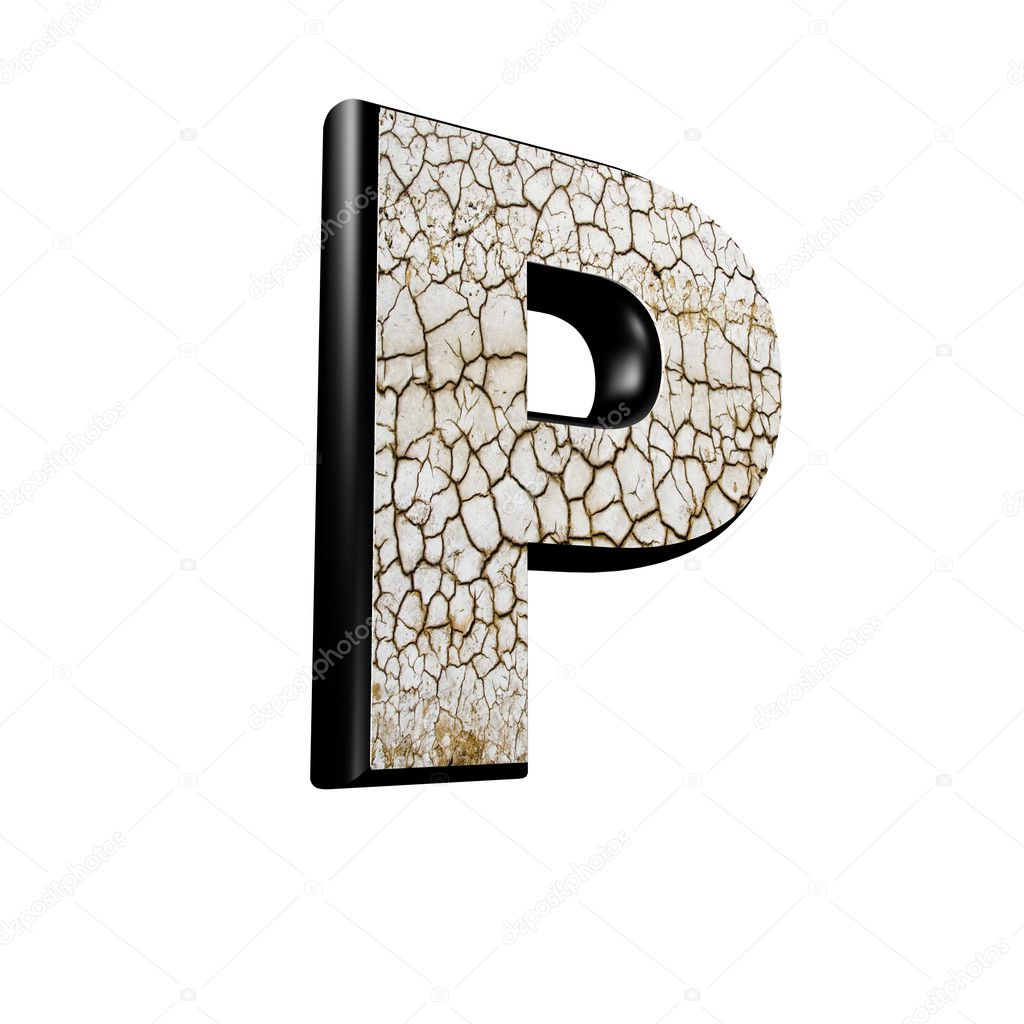 Abstract 3d letter with dry ground texture - P
