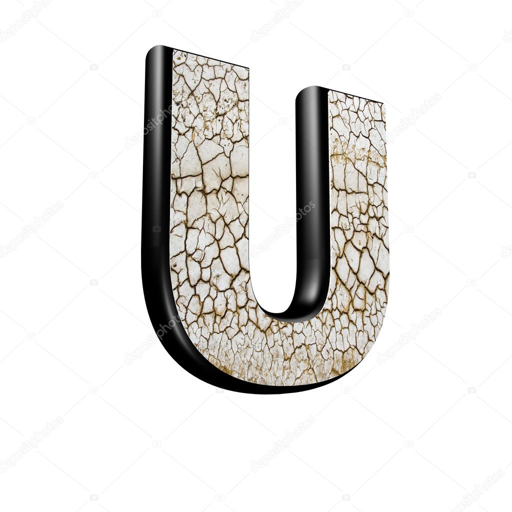 Abstract 3d letter with dry ground texture - U