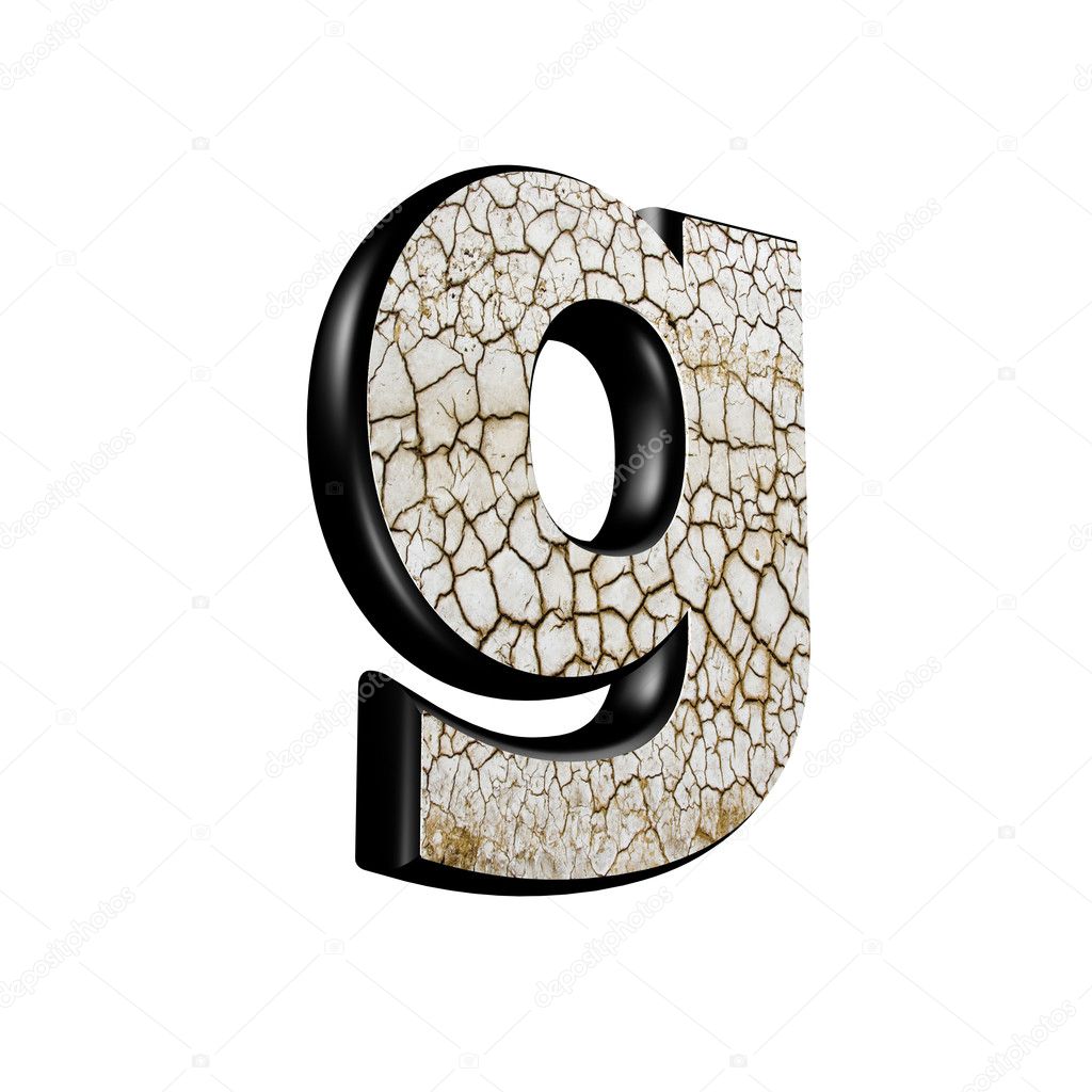 Abstract 3d letter with dry ground texture - G
