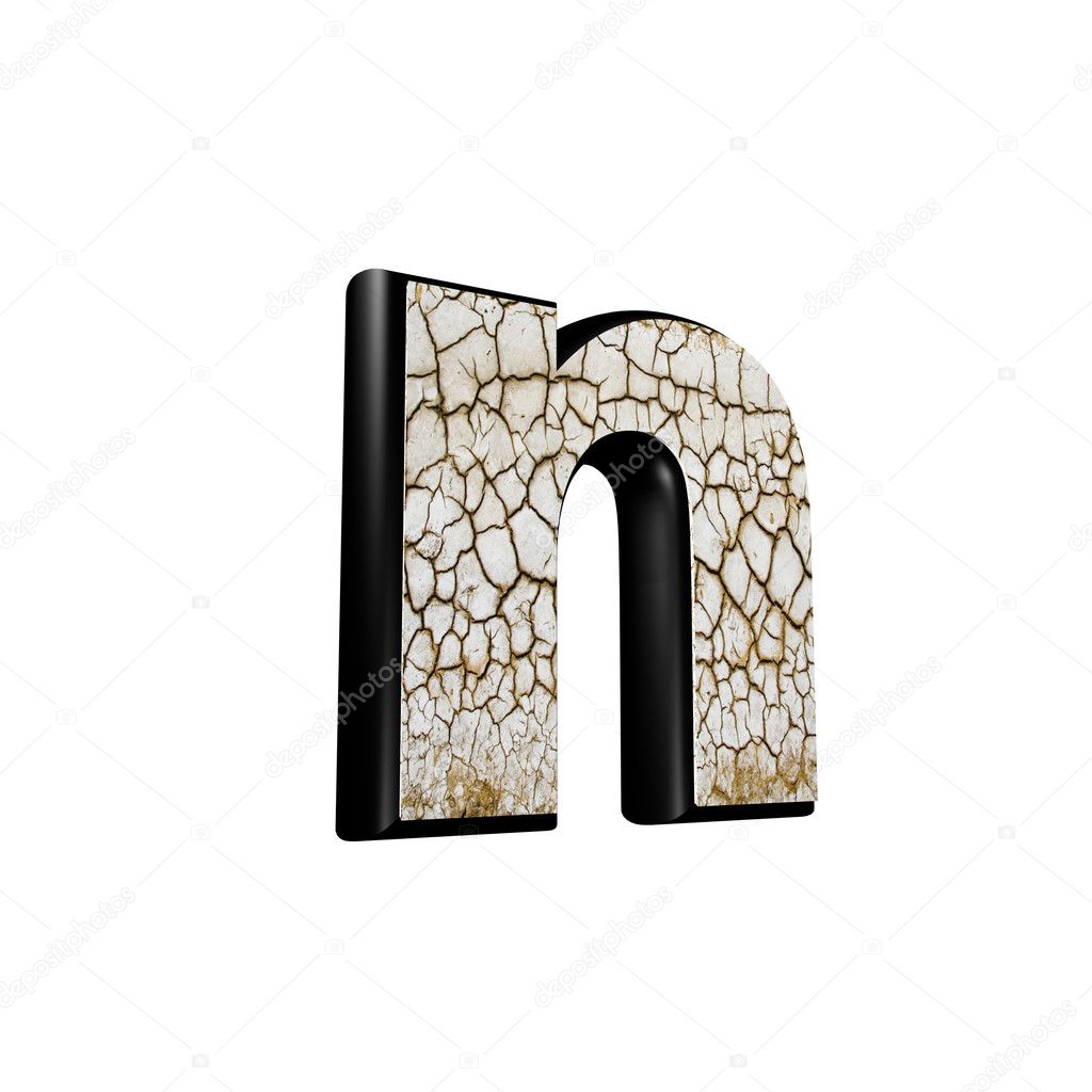 Abstract 3d letter with dry ground texture - N