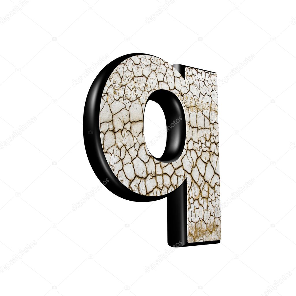 Abstract 3d letter with dry ground texture - Q
