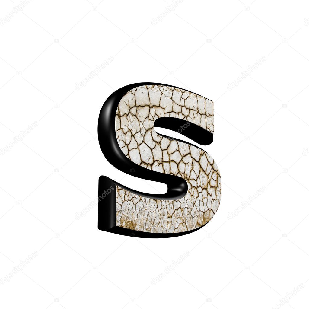 Abstract 3d letter with dry ground texture - S
