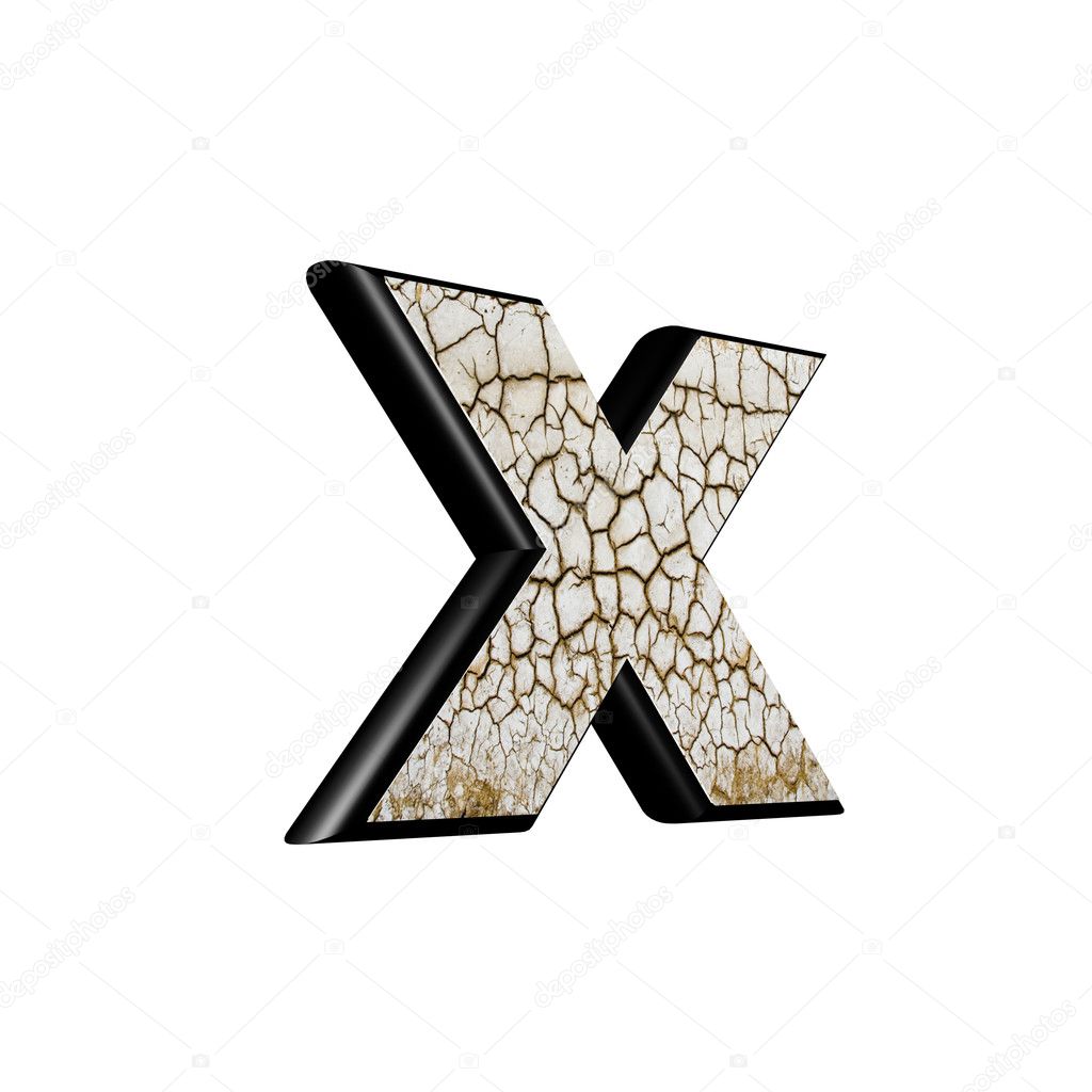 Abstract 3d letter with dry ground texture - X