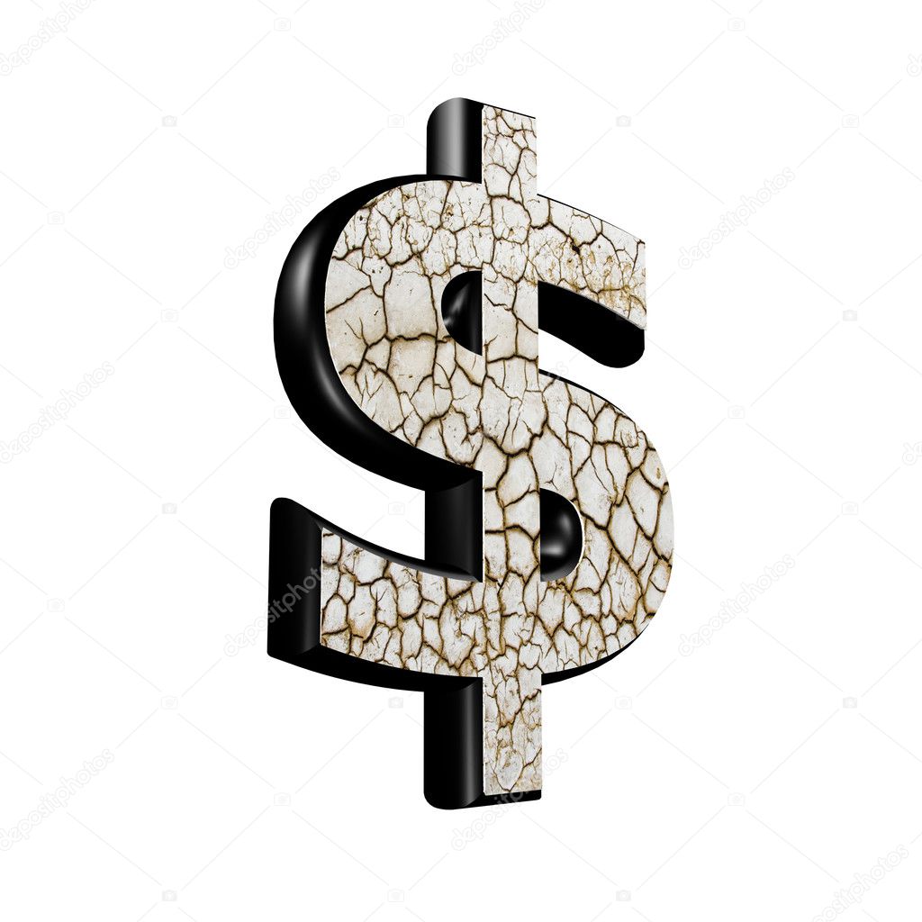 Abstract 3d currency sign with dry ground texture - dollar curre
