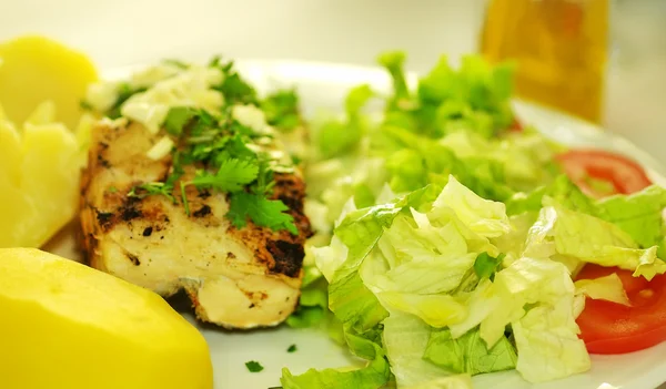 stock image Traditional plate of grilled cod