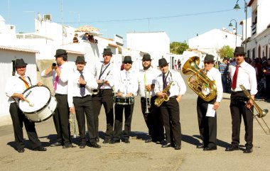The musicians playing on street clipart