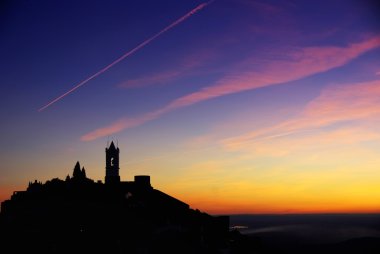 Silhouette of Monsaraz village,Portugal. clipart