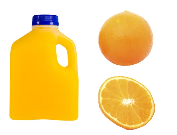 橙子水果和果汁瓶 — 图库照片