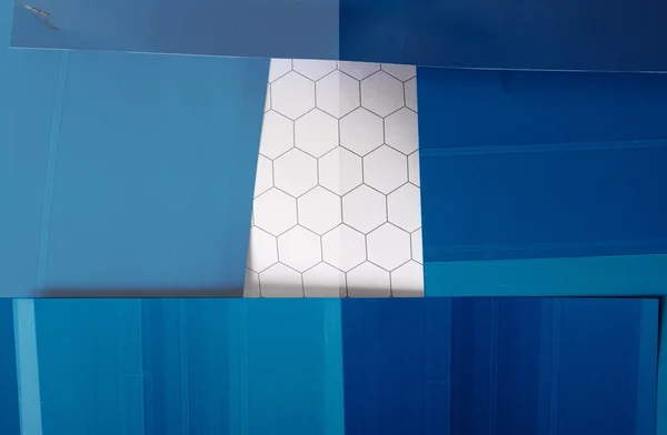 青い六角形のコラージュ — ストック写真