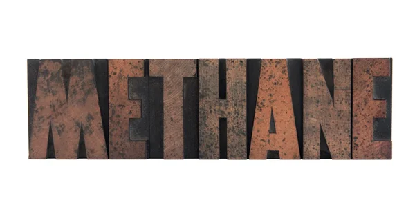Methane in letterpress wood type — Stock Photo, Image