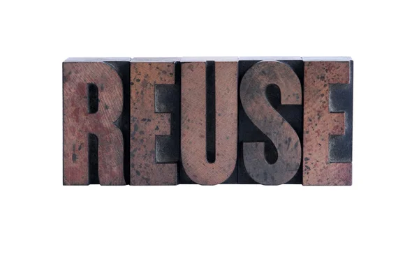 Reuse in letterpress wood type — Stock Photo, Image