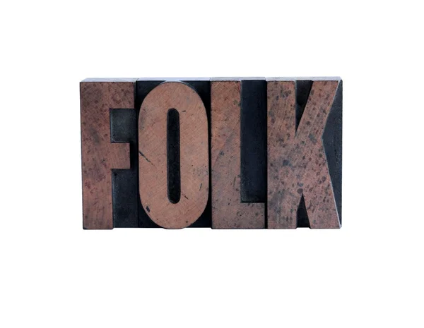 Folk in boekdruk houtsoort — Stockfoto