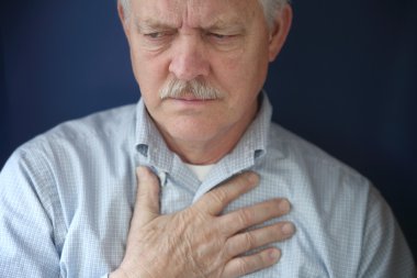 Older man feeling pain in chest clipart