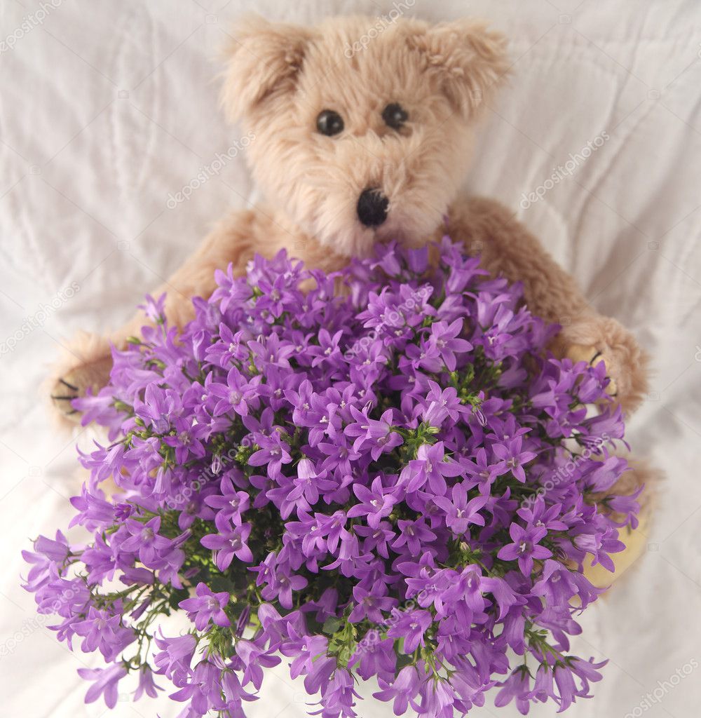 purple flower teddy bear