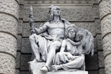 America and Australia, statues depicting personifications of the various continents. Naturhistorisches Museum, Vienna, Austria clipart