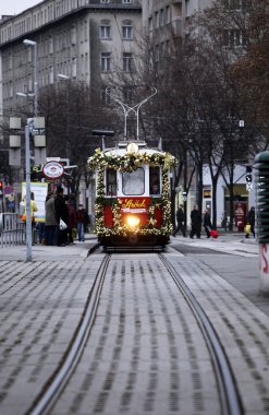 Christmas tram clipart