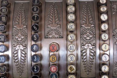 Antique store silver cash register buttons clipart