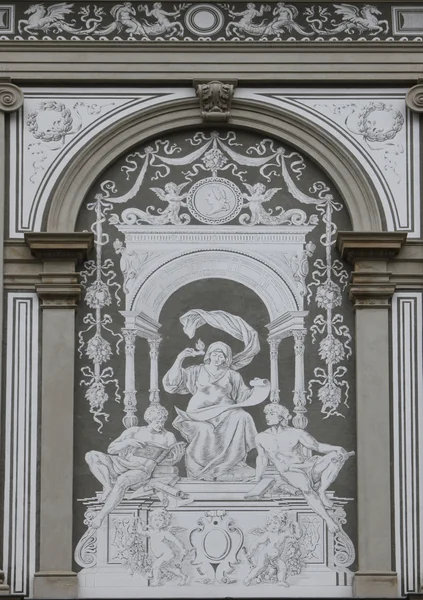 Artwork på bagsiden væg af University bygning i Wien, Østrig - Stock-foto