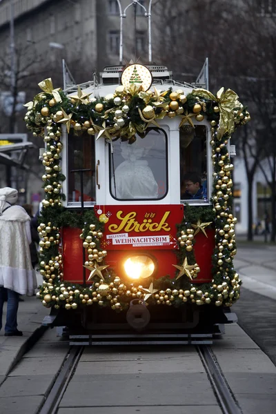 Рождественский трамвай — стоковое фото