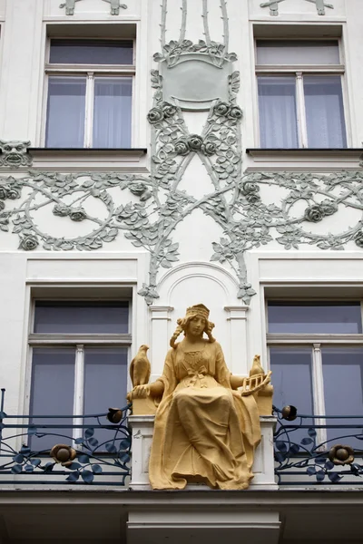 stock image Princess Libuse statue on St. Charles Street, Prague, Czech Republic