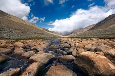 Valley and river in mountains. Himalayas clipart