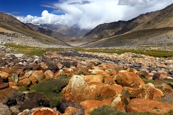 Údolí a řeka v horách. Himálaj — Stock fotografie