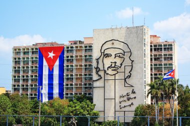 Iconic steel outline of Che Guevara's face in Havana, Cuba clipart