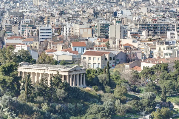 Widok na Ateny z świątyni Hefajstos w planie, Grecja — Zdjęcie stockowe