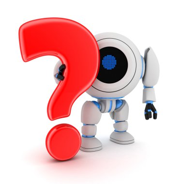 Robot and sign question clipart