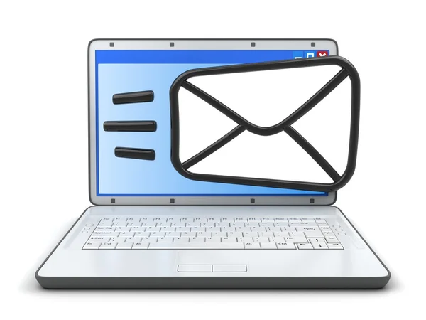 White laptop and mail — Stok fotoğraf