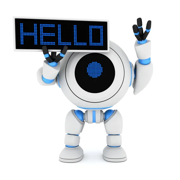 Robot and plate hello — Stock Photo, Image