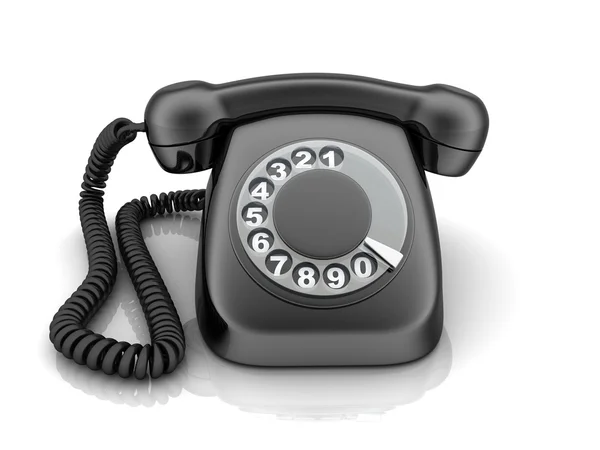 Telefone preto, vista frontal — Fotografia de Stock