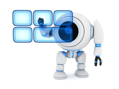 Robot and buttons hologram clipart