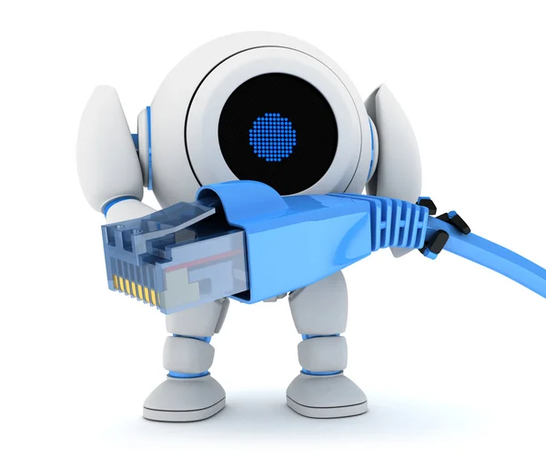Robot en netto kabel — Stockfoto