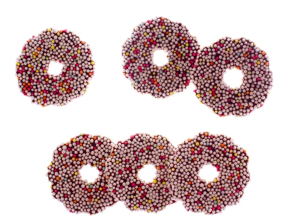 Chocalate rings with sprinkles — Stock Photo, Image