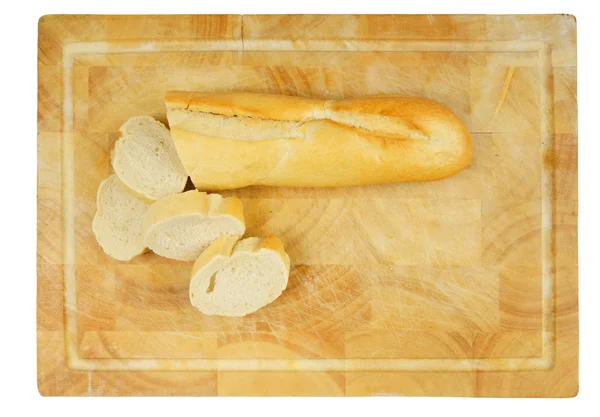 Ξύλινη πινακίδα με γαλλικό ψωμί. — Φωτογραφία Αρχείου