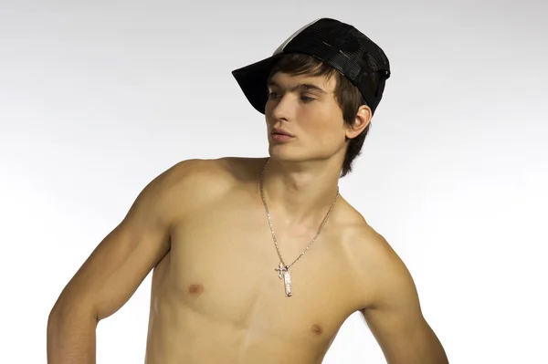 裸体腰部运动帽的年轻运动员 — 图库照片