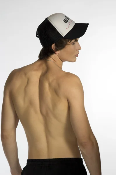 Naga talii młodego sportowca sportowy Cap — Zdjęcie stockowe