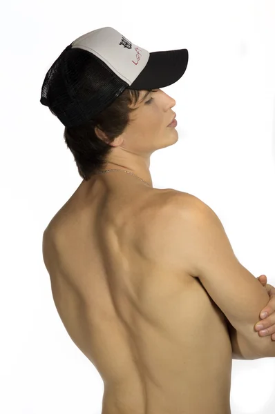 Cintura desnuda joven atleta con gorra deportiva —  Fotos de Stock