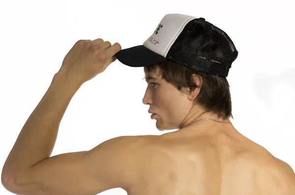 Голая талия молодой спортсмен в спортивной кепке — стоковое фото