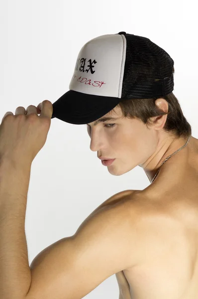 Naga talii młodego sportowca sportowy Cap — Zdjęcie stockowe