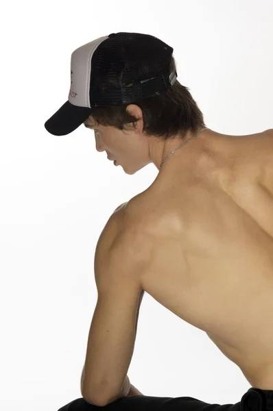 裸体腰部运动帽的年轻运动员 — 图库照片
