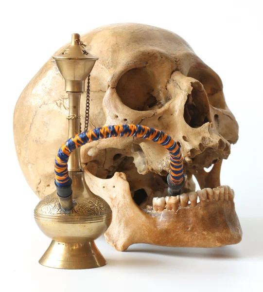 Hookah and human skull. — Stock Photo, Image